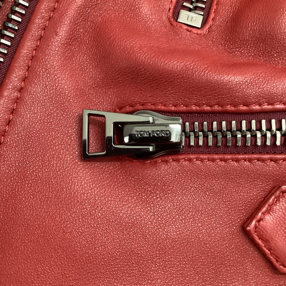 Tom Ford Red Leather Moto Jacket - Picture 5 of 5